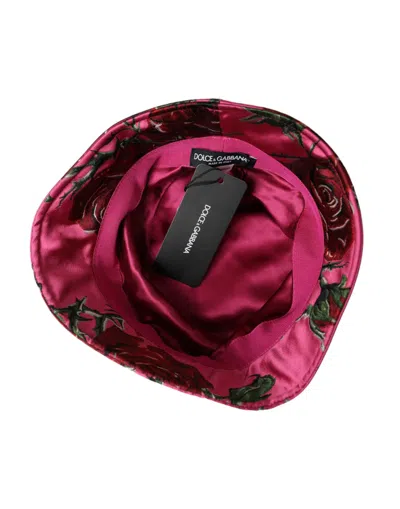 Dolce & Gabbana Pink Floral Cap Cotton Bucket Hat Men In Pink