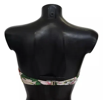 Dolce & Gabbana Pink Floral Print Swimsuit Beachwear Bikini Top In Pink