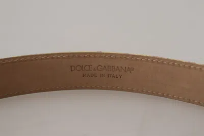 Dolce & Gabbana Pink Jaquard Dg Logo Gold Metal Buckle Belt In Pink