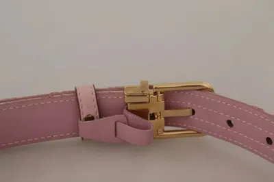 Dolce & Gabbana Pink Jaquard Embroidered Gold Tone Metal Buckle Belt In Pink