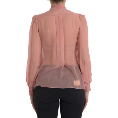 Pre-owned Dolce & Gabbana Pink Long Sleeves Ascot Collar Top Women's Blouse ()