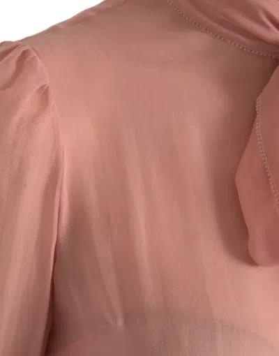Pre-owned Dolce & Gabbana Pink Long Sleeves Ascot Collar Top Women's Blouse ()