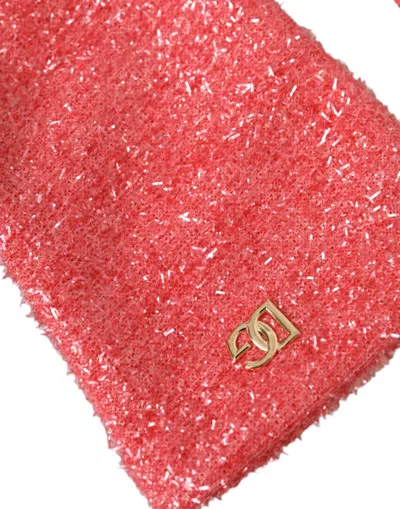 Dolce & Gabbana Pink Lurex Fantasia Mid Arm Length Gloves In Pink
