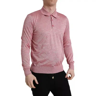 Pre-owned Dolce & Gabbana Pink Polyester Collared Men Pullover Men's Sweater ()
