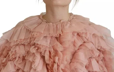 Pre-owned Dolce & Gabbana Pink Ruffles Long Sleeves Pullover Women's Sweater ()