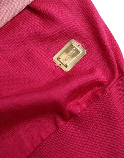 Dolce & Gabbana Pink Short Sleeves Pullover Ascot Collar Top In Pink