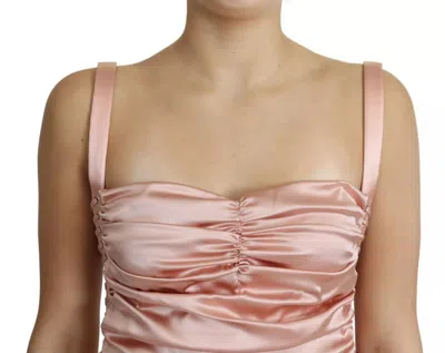 Pre-owned Dolce & Gabbana Pink Spaghetti Strap Bodycon Midi Women's Dress ()