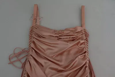 Pre-owned Dolce & Gabbana Pink Spaghetti Strap Bodycon Midi Women's Dress ()