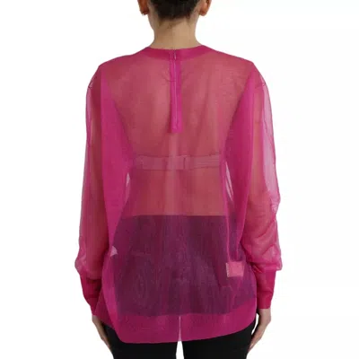 Pre-owned Dolce & Gabbana Pink Transparent Crewneck Long Sleeves Women's Top ()