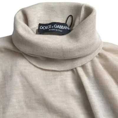 Pre-owned Dolce & Gabbana Pullover Beige Cashmere Turtleneck Men's Sweater ()