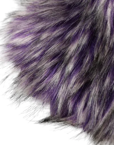 Dolce & Gabbana Purple Faux Fur Whole Head Wrap Hat In Purple
