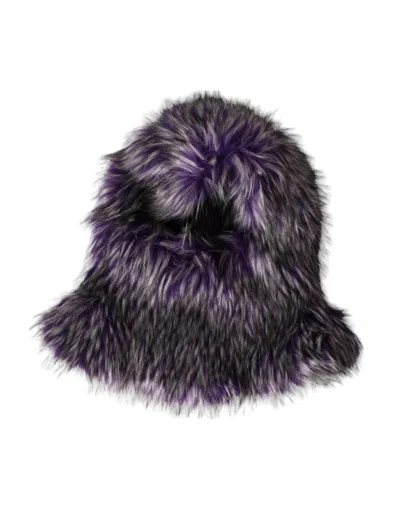 Dolce & Gabbana Purple Faux Fur Whole Head Wrap Hat In Purple