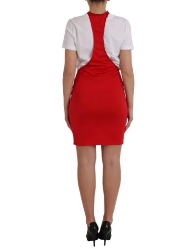 Dolce & Gabbana Red Nylon Stretch Bodycon Sheath Mini Dress In Red