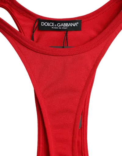 Dolce & Gabbana Red Nylon Stretch Bodycon Sheath Mini Dress In Red