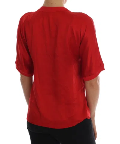 Dolce & Gabbana Red Silk Orange Vase Crystal Top In Red