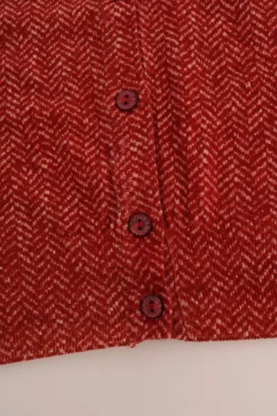 Dolce & Gabbana Red Wool Top Cardigan Sweater In Red
