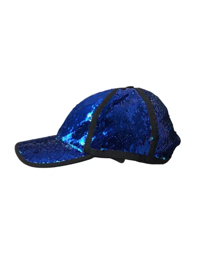 Dolce & Gabbana Royal Blue Sequin Baseball Hat Men In Blue