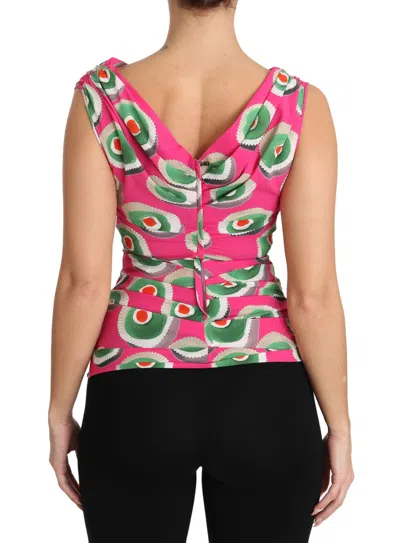 Dolce & Gabbana Pink Silk Stretch Sicilian Cake Top In Pink