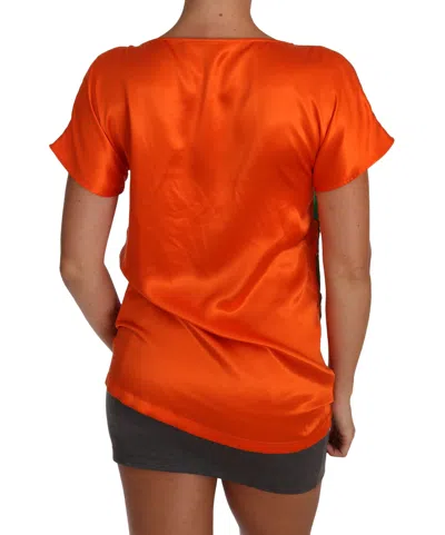 Dolce & Gabbana Silk Orange Lemon Crystal T-shirt Top In Orange