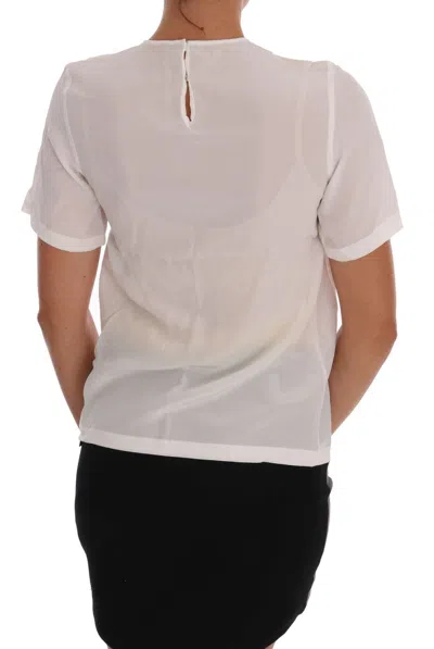Dolce & Gabbana White Silk Italia Is Love Blouse T-shirt In White