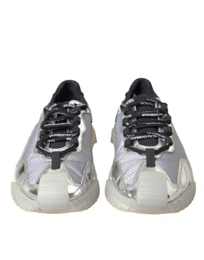 Pre-owned Dolce & Gabbana Silver Black Nylon Ns1 Low Top Sneakers Men Men's Shoes () In Black | Silver