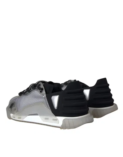 Pre-owned Dolce & Gabbana Silver Black Nylon Ns1 Low Top Sneakers Men Men's Shoes () In Black | Silver