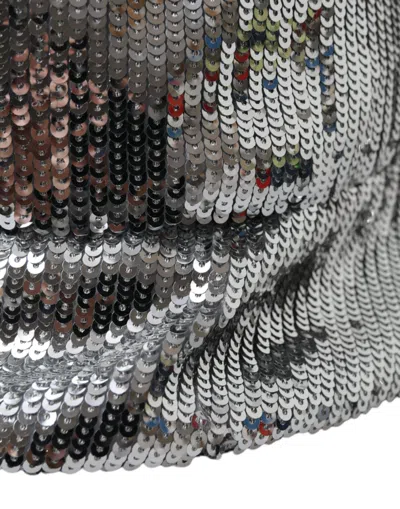 Dolce & Gabbana Silver Sequined Nylon Bucket Hat Men In Silver