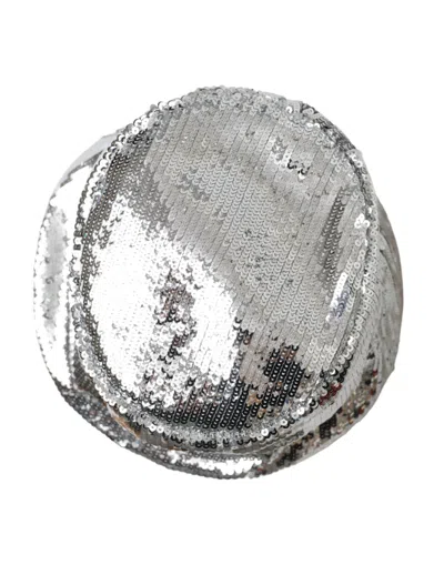 Dolce & Gabbana Silver Sequined Nylon Bucket Hat Men In Silver