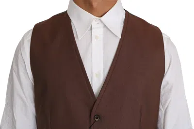 Dolce & Gabbana Brown Wool Silk Waistcoat Vest In Brown