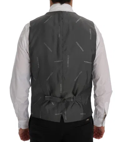 Dolce & Gabbana Gray Staff Cotton Striped Vest In Gray