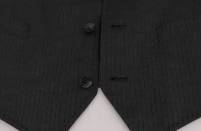 Dolce & Gabbana Gray Staff Cotton Striped Vest In Gray