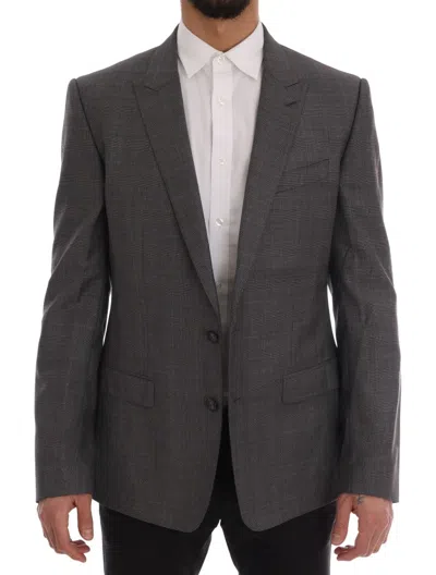 Dolce & Gabbana Gray Wool Martini Slim Blazer In Gray
