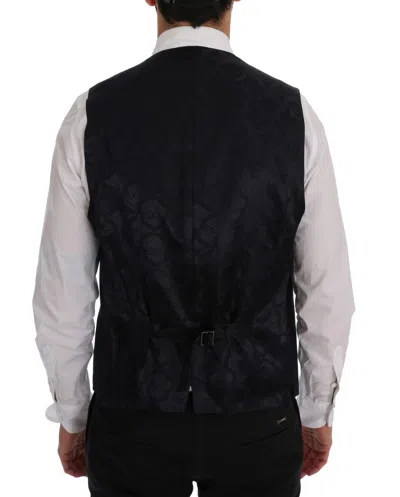 Dolce & Gabbana Black Staff Wool Striped Vest In Black