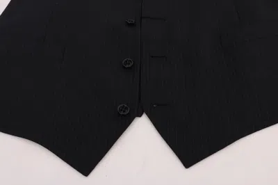 Dolce & Gabbana Black Staff Wool Striped Vest In Black