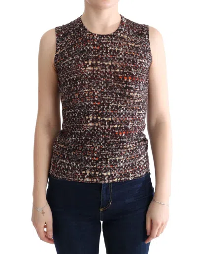 Dolce & Gabbana Multicolor Print Knit Top Wool T-shirt In Multicolor