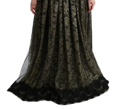 Dolce & Gabbana Black Yellow Crystal Lace Shift Dress In Black