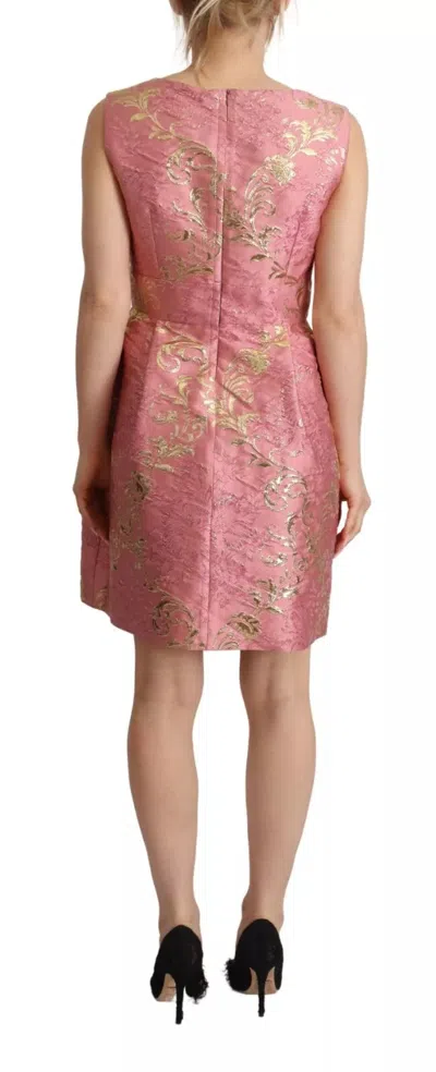 Pre-owned Dolce & Gabbana Sunwomen's Pink Floral Jacquard Sleeveless Mini Women's Dress ()