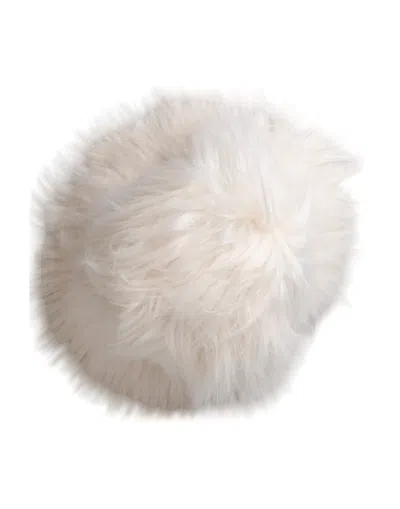 Dolce & Gabbana White Acrylic Fur Womens Bucket Hat In White