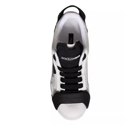Pre-owned Dolce & Gabbana White Black Leather Low Top Women Sneaker Women's Shoes () In Black And White