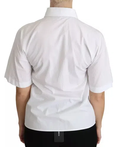 Pre-owned Dolce & Gabbana White Collared Short Sleeve Polo Shirt Women's Top ()