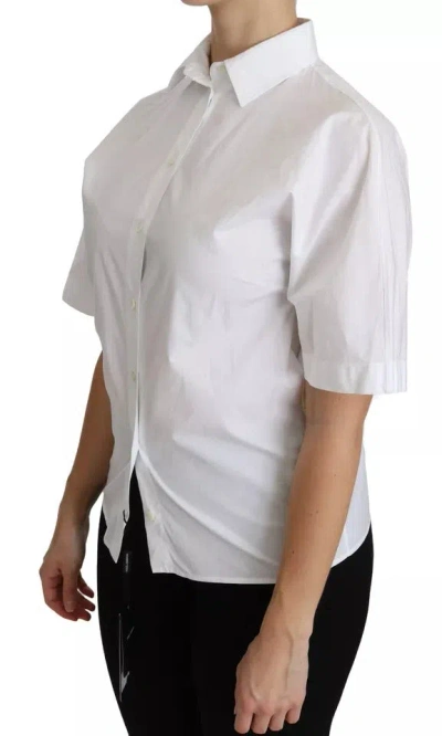 Pre-owned Dolce & Gabbana White Collared Short Sleeve Polo Shirt Women's Top ()
