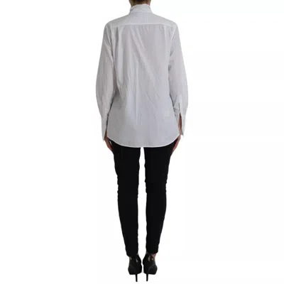 Pre-owned Dolce & Gabbana White Cotton Ascot Collar Long Sleeves Women's Top ()