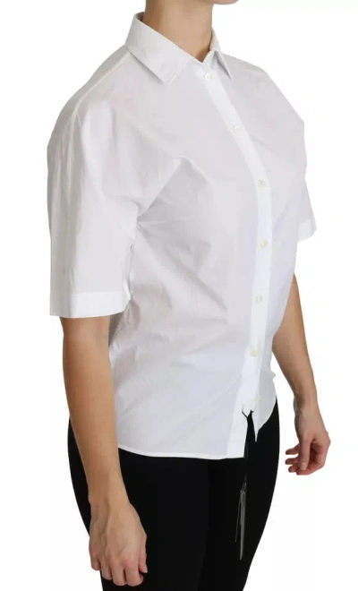 Pre-owned Dolce & Gabbana White Collared Short Sleeve Polo Shirt Women's Top ()