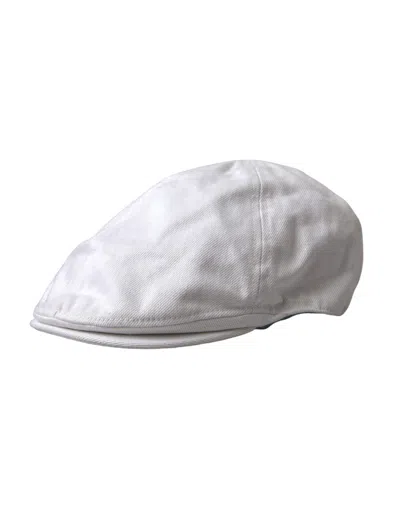 Dolce & Gabbana White Cotton Cloth Newsboy Hat Men's Men In White