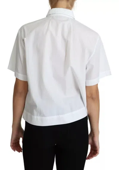 Pre-owned Dolce & Gabbana White Cotton Decorative Button Collared Women's Top ()