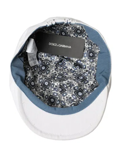 Dolce & Gabbana White Cotton Cloth Newsboy Hat Men's Men In White