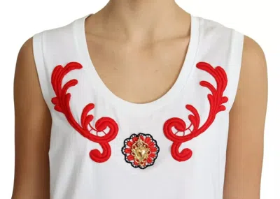 Pre-owned Dolce & Gabbana White Cotton Heart Applique Sleeveless Tank Women's Top ()
