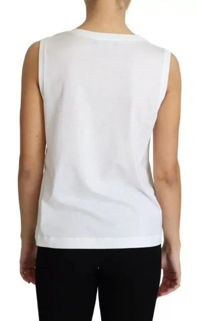 Pre-owned Dolce & Gabbana White Cotton Heart Applique Sleeveless Tank Women's Top ()