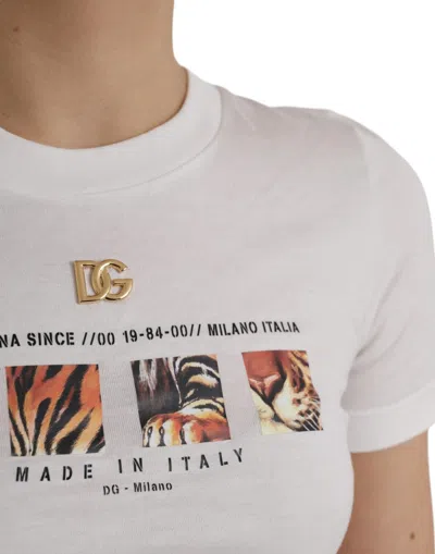 Dolce & Gabbana Tiger Logo-print T-shirt In White
