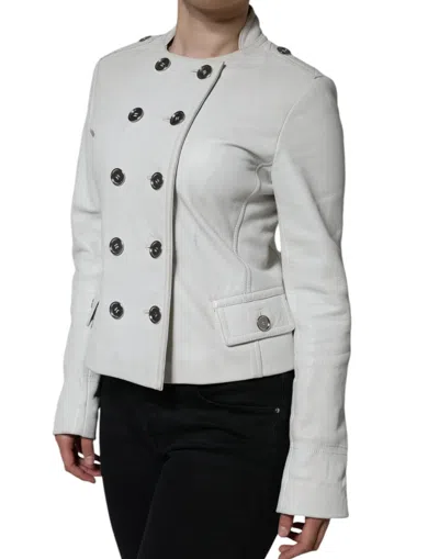 Pre-owned Dolce & Gabbana White Double Breasted Blazer Coat Women's Jacket ()